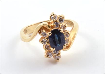 Oval Sapphire and Diamond Ring in 14K Yellow Gold MAIN
