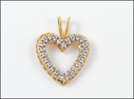 Diamond Heart Pendant in 14K Yellow Gold LARGE