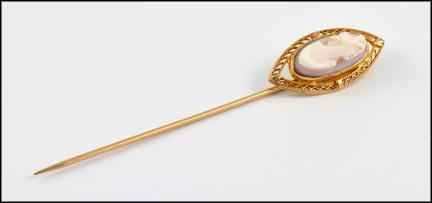 Cameo Stick Pin in 10K Yellow Gold LARGE
