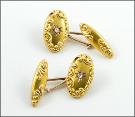 1910-20 Diamond Cufflinks in Yellow Gold LARGE