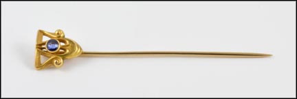 1845's Sapphire Stick Pin in Yellow Gold MAIN