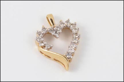 Diamond Heart Pendant in 10K Yellow Gold LARGE