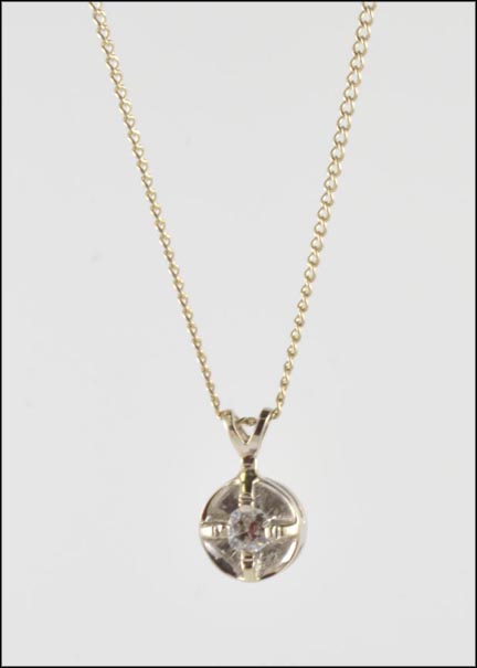 Illusion Set Diamond Pendant in 14K White Gold LARGE