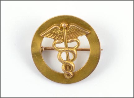 Medical Symbol Brooch in 10K Yellow Gold LARGE