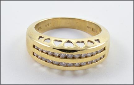 Double Row Diamond Channel Band in 10K Yellow Gold MAIN