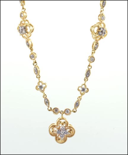 Station Drop Diamond Necklace in 14K Yellow Gold MAIN