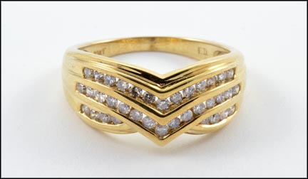 Two Row Diamond Channel Band in 10K Yellow Gold MAIN