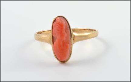 Carved Coral Ring in Yellow Gold MAIN