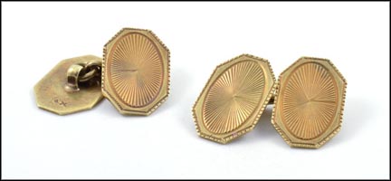 Engraved Cufflinks in 14K Yellow Gold LARGE