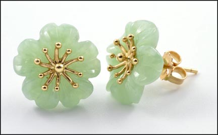 Jade Floral Earrings in 14K Yellow Gold MAIN