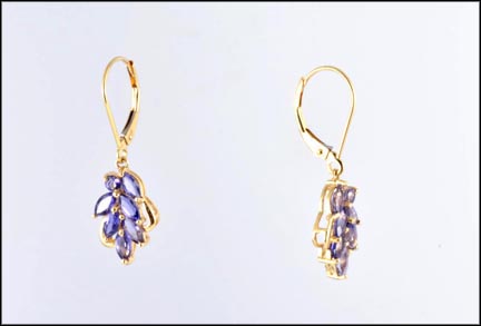 Marquise Cut Iolite Drop Earrings in 14K Yellow Gold MAIN