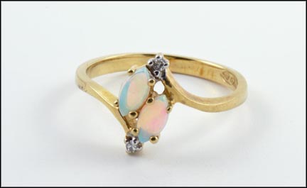 Two Marquise Cut Opal Ring in 10K Yellow Gold MAIN
