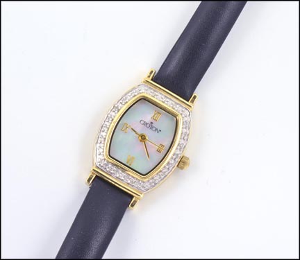 Ladies Diamond Croton Watch in 14K Yellow Gold LARGE