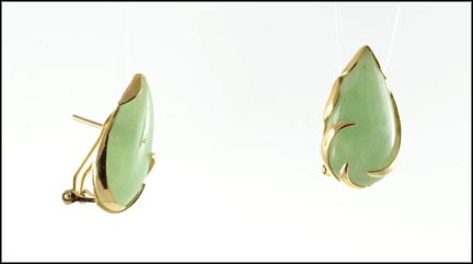 Pear Shaped Jade Earrings in 14K Yellow Gold MAIN