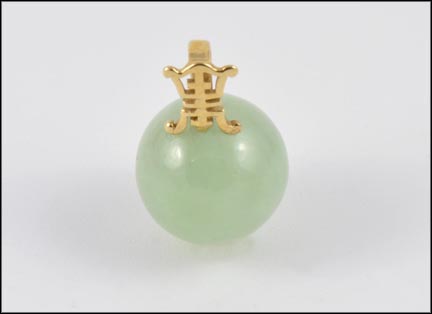 Round Jade Bead Pendant in 14K Yellow Gold MAIN