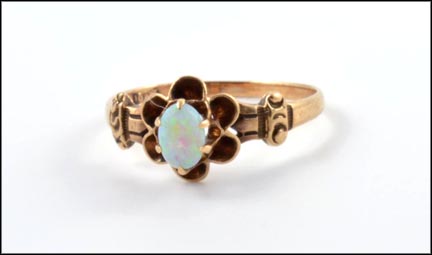 Small Oval Opal Ring in 10K Yellow Gold MAIN