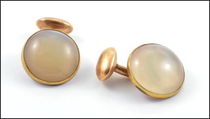 Plate Round Agate Cufflinks in Gold Plate LARGE