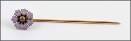 Lavender Flower Stick Pin in Yellow Gold MAIN