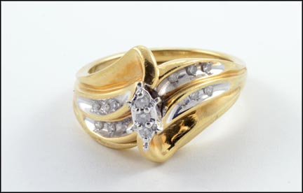 Marquise Cut Illusion Head Diamond Ring in 10K Yellow Gold MAIN