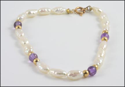 Freshwater Pearl Bracelet in 14K Yellow Gold LARGE