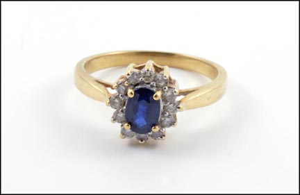 Oval Iolite and Diamond Ring in 10K Yellow Gold MAIN