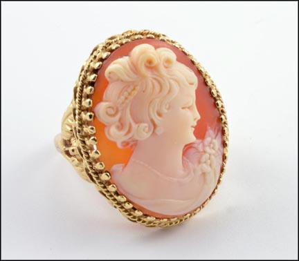 Large Oval Cameo Ring in 14K Yellow Gold LARGE