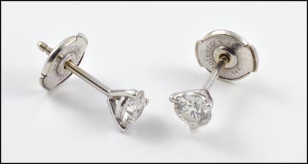 Tulip Set Diamond Stud Earrings in 14K White Gold LARGE