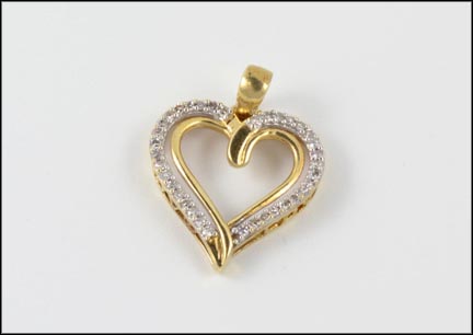 Diamond Heart Pendant in 10K Yellow Gold LARGE