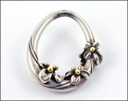 Ann King Flower Brooch in Sterling Silver and 18K Yellow Gold LARGE