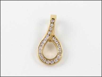 Channel Set Diamond Pendant Enhancer in Yellow Gold LARGE