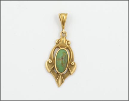 1900-10 Turquoise Pendant in 14K Yellow Gold MAIN