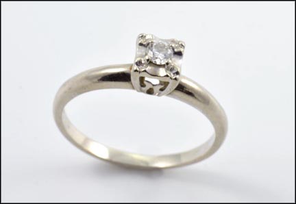 Illusion Solitaire Diamond Ring in 14K White Gold LARGE