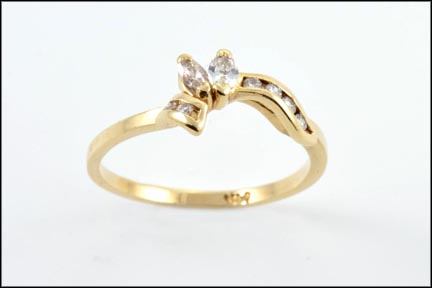 Marquise Cut and Round Solitaire Wrap Ring in 14K Yellow Gold LARGE