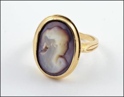 Oval Carved Abalone Ring in 14K Yellow Gold LARGE