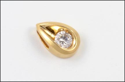 Pear Shaped Diamond Pendant in 14K Yellow Gold LARGE
