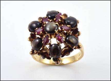 Ruby Sapphire Thai Princess Ring in 10K Yellow Gold LARGE