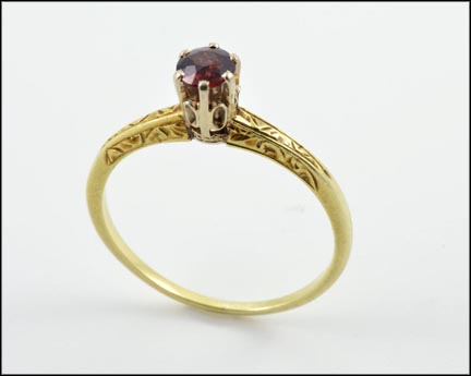 Round Garnet Solitaire Ring in 14K Yellow Gold MAIN