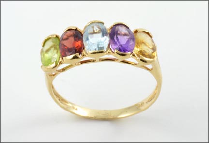 Oval Cut Multi Stone Band in 14K Yellow Gold LARGE