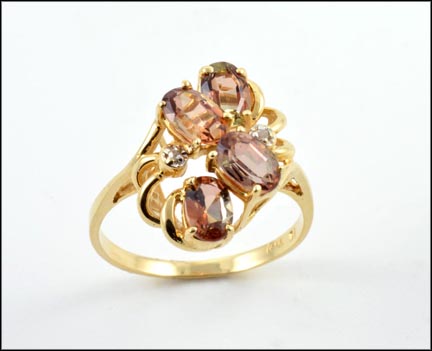 Andalusite Cluster Ring in 14K Yellow Gold LARGE