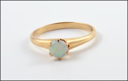 Round Opal Solitaire Ring in 14K Yellow Gold MAIN