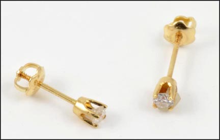 Round Brilliant Cut Diamond Stud Earrings in 14K Yellow Gold LARGE