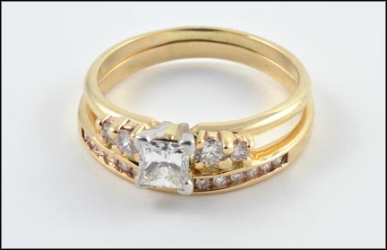 .35 ct. Princess Cut Diamond Solitaire Wrap Ring in 14K Yellow Gold LARGE