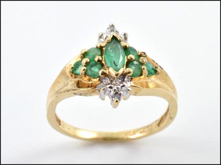 Emerald and Diamond Ring in 10K Yellow Gold MAIN