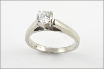 Round Brilliant Cut Bridge Diamond Solitaire Ring in 14K White Gold LARGE