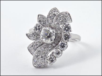 Round Brilliant Cut Diamond Cluster Ring in Platinum LARGE