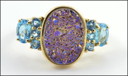 Quartz and Blue Topaz Ring in 10K Yellow Gold MAIN