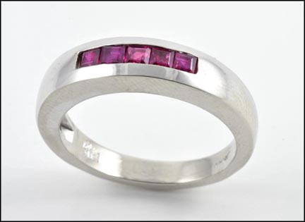 Square Ruby Channel Band in 14K White Gold LARGE
