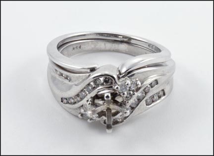 Channel Set Diamond Bridal Ring Mounting in 14K White Gold MAIN