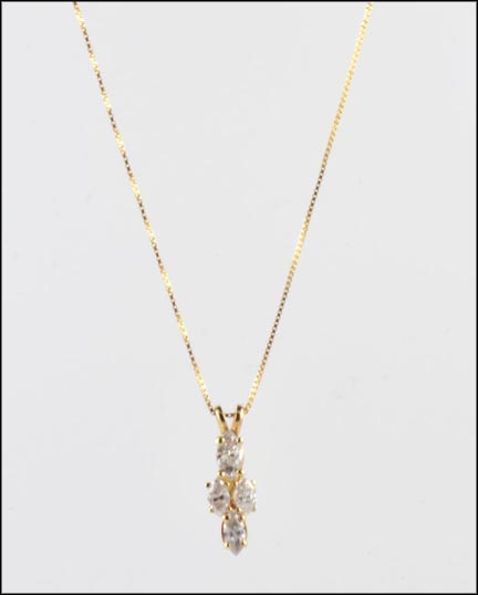 Four Marquise Cut Diamond Pendant in 14K Yellow Gold LARGE