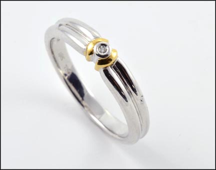 Single Stone Diamond Ring in 18K Yellow and White Gold MAIN